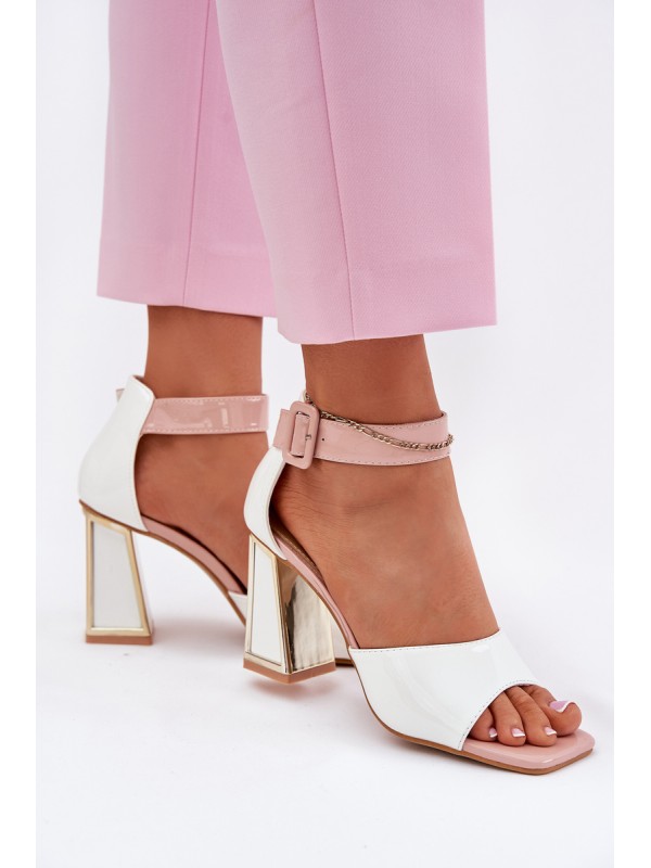 Lacquered Women's Sandals On Heel Vinceza 20266 White