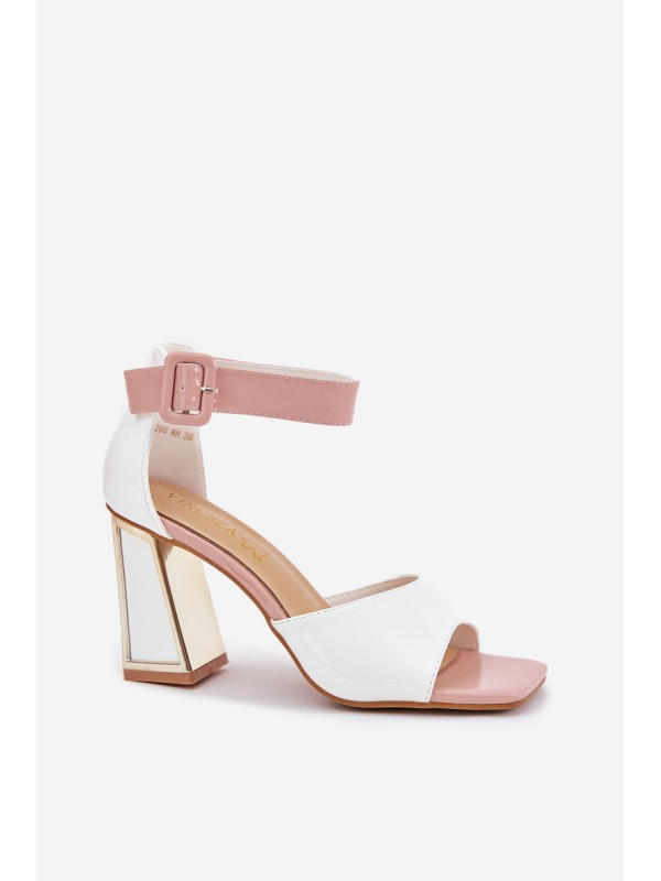 Lacquered Women's Sandals On Heel Vinceza 20266 White