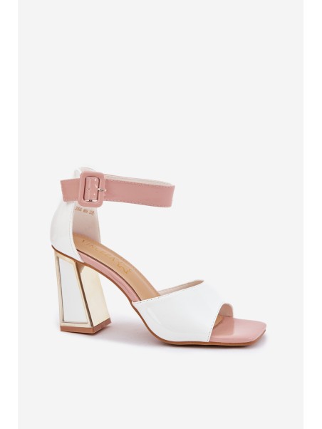 Lacquered Women's Sandals On Heel Vinceza 20266 White