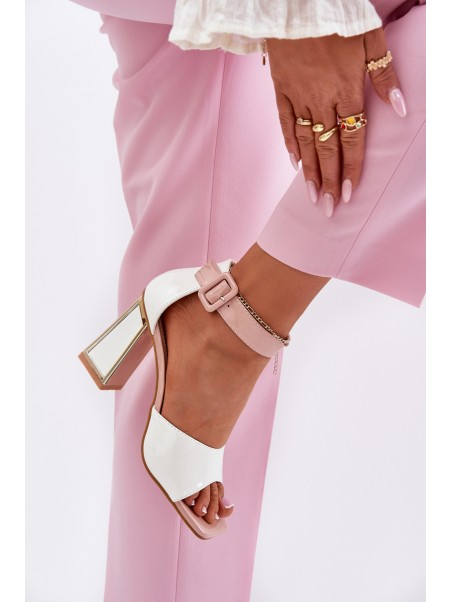 Lacquered Women's Sandals On Heel Vinceza 20266 White