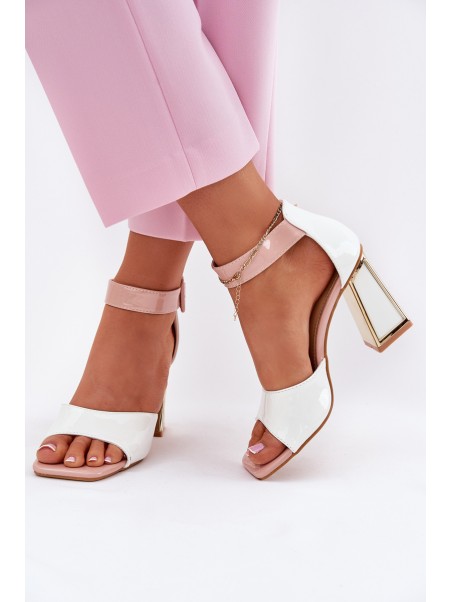 Lacquered Women's Sandals On Heel Vinceza 20266 White