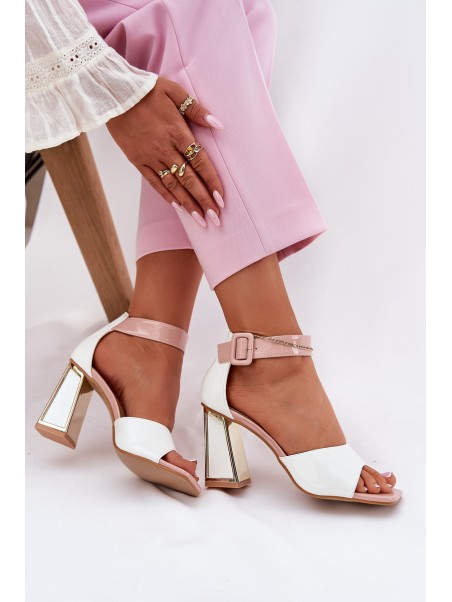 Lacquered Women's Sandals On Heel Vinceza 20266 White