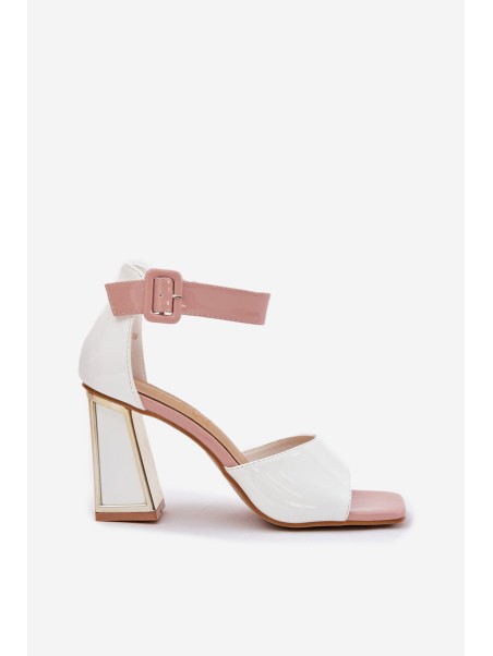 Lacquered Women's Sandals On Heel Vinceza 20266 White