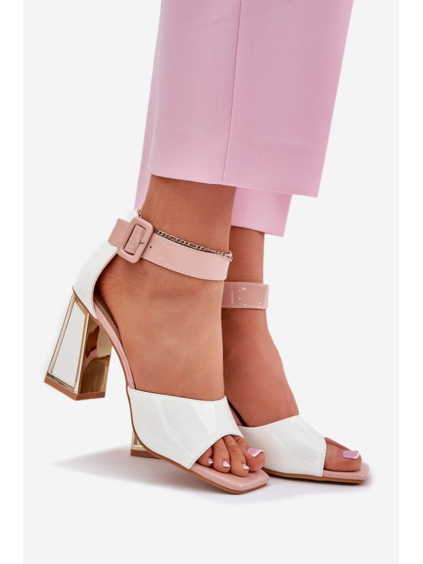 Lacquered Women's Sandals On Heel Vinceza 20266 White