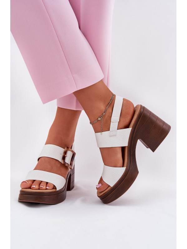 Ladies sandals on a chunky heel and platform White Vinceza 17387 2