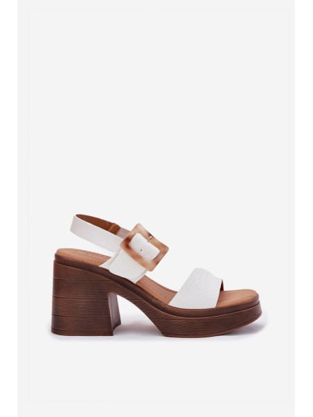 Ladies sandals on a chunky heel and platform White Vinceza 17387