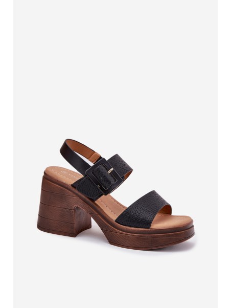 Women's sandals on a chunky heel and platform Black Vinceza 17387