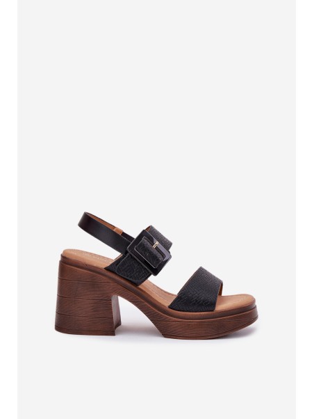 Women's sandals on a chunky heel and platform Black Vinceza 17387