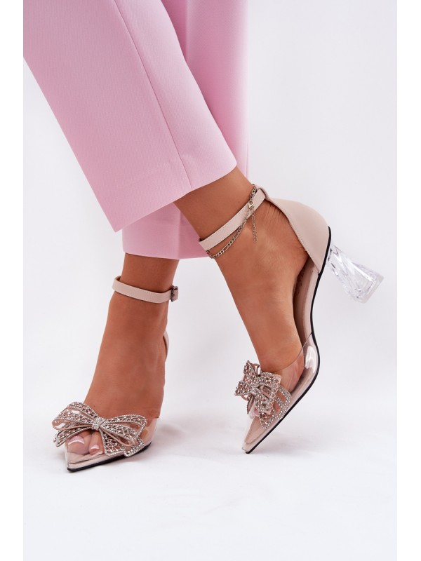 Elegant Court Shoes With Bow Vinceza 62212 Beige