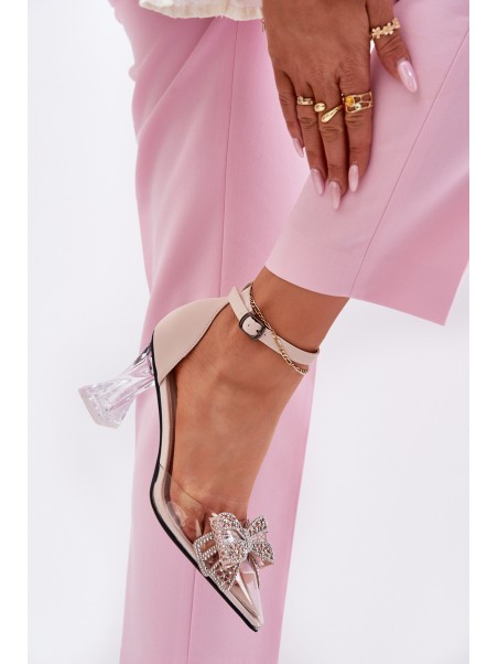 Elegant Court Shoes With Bow Vinceza 62212 Beige