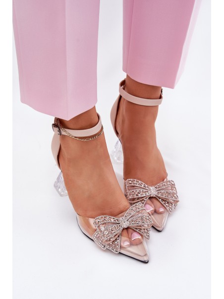 Elegant Court Shoes With Bow Vinceza 62212 Beige
