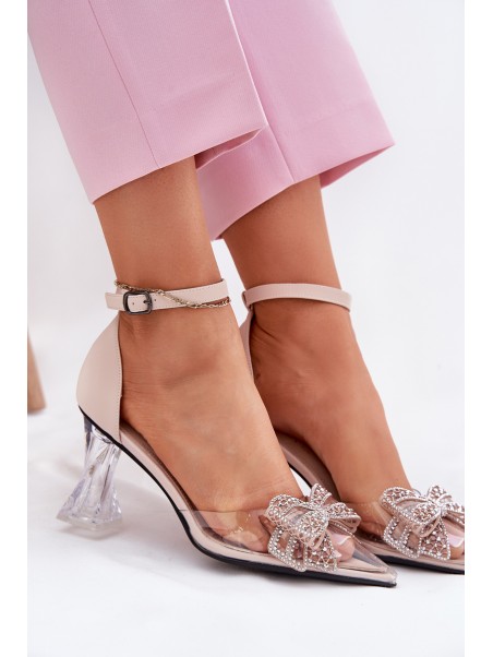 Elegant Court Shoes With Bow Vinceza 62212 Beige