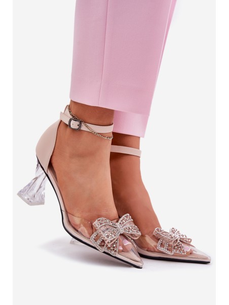 Elegant Court Shoes With Bow Vinceza 62212 Beige