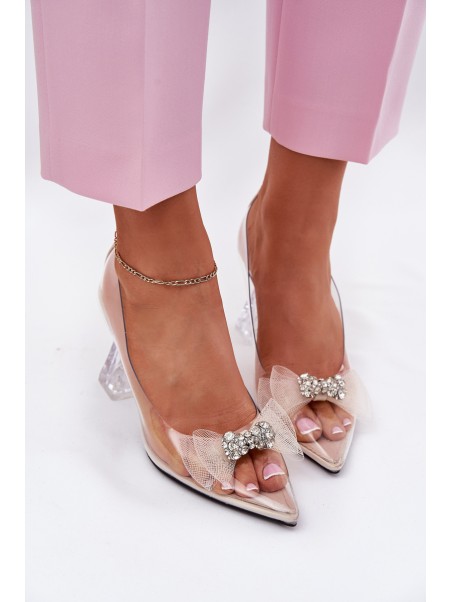 Transparent Heels With Bow Vinceza 62213 Beige