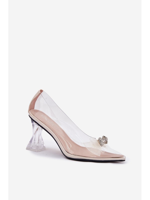 Transparent Heels With Bow Vinceza 62213 Beige