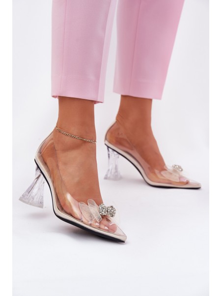 Transparent Heels With Bow Vinceza 62213 Beige