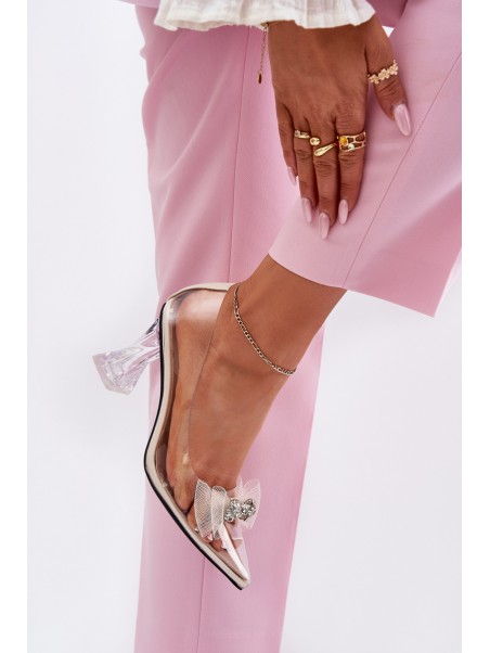 Transparent Heels With Bow Vinceza 62213 Beige