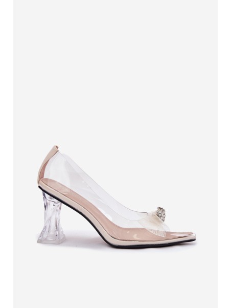 Transparent Heels With Bow Vinceza 62213 Beige
