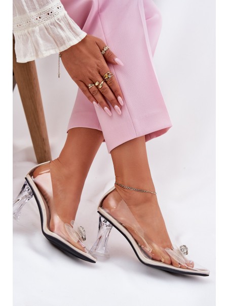 Transparent Heels With Bow Vinceza 62213 Beige