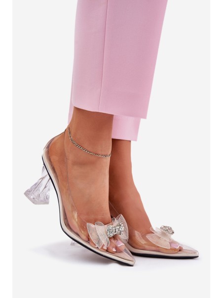 Transparent Heels With Bow Vinceza 62213 Beige