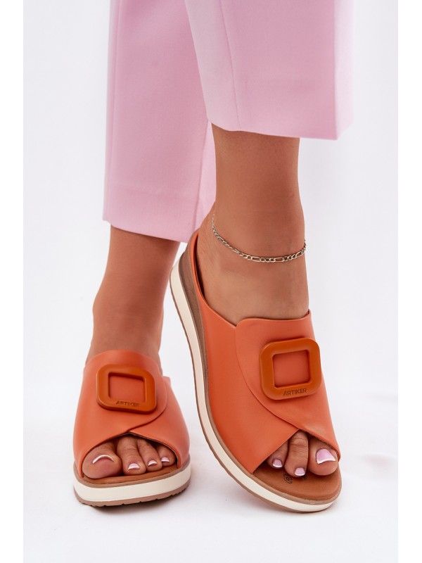 Ladies leather wedge sandals Artiker 56C2149 orange