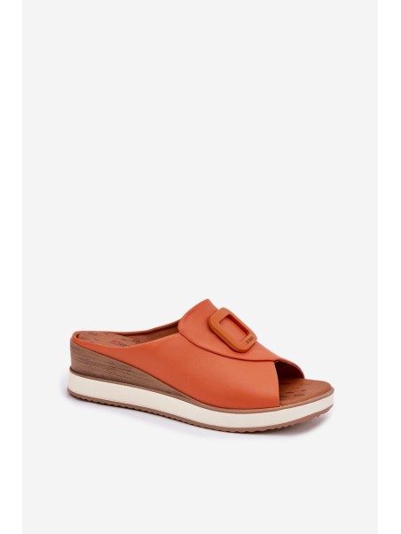 Ladies leather wedge sandals Artiker 56C2149 orange