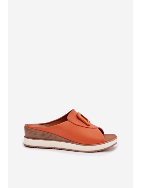 Ladies leather wedge sandals Artiker 56C2149 orange