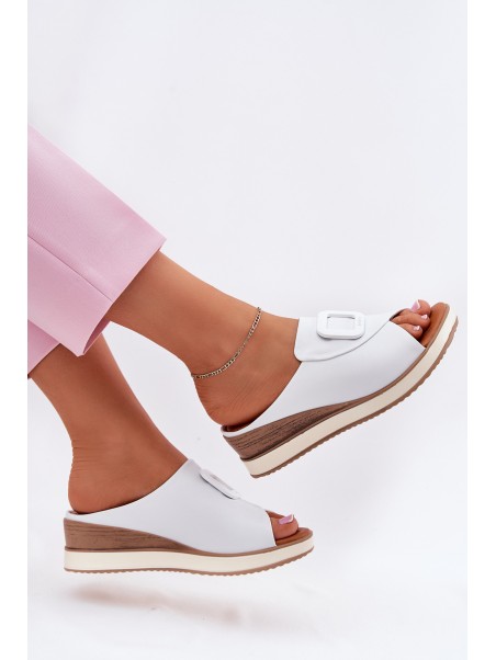 Ladies leather wedge sandals Artiker 56C2149 orange