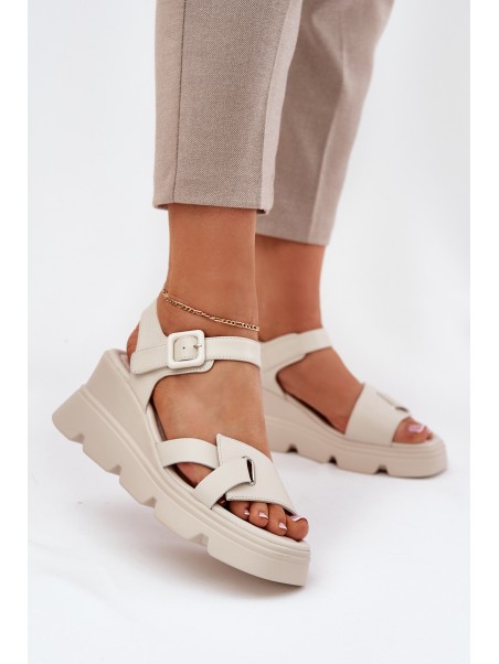 Women's Leather Wedge Sandals Artiker 54C1624 Beige