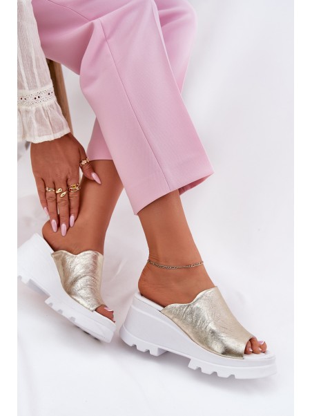 Leather Wedge Sandals Artiker 56C0435 Gold