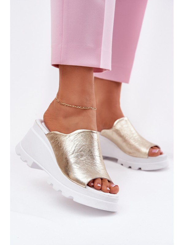 Leather Wedge Sandals Artiker 56C0435 Gold