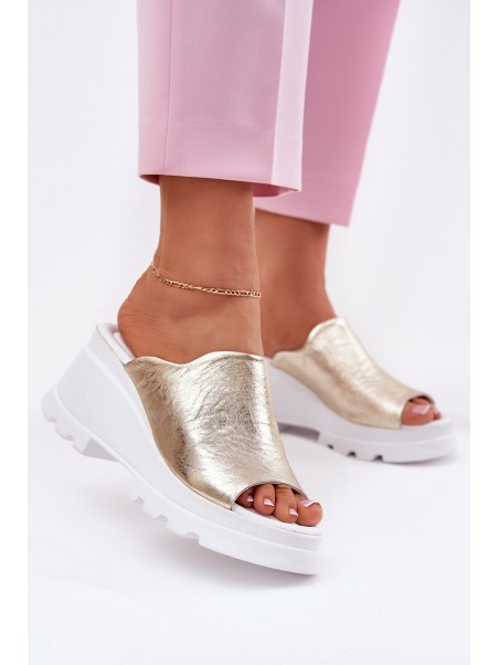 Leather Wedge Sandals Artiker 56C0435 Gold