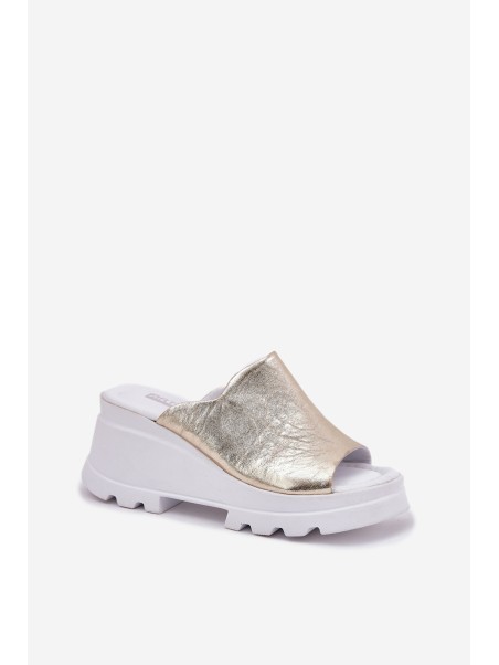 Leather Wedge Sandals Artiker 56C0435 Gold