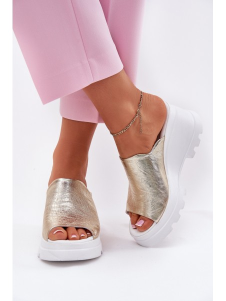 Leather Wedge Sandals Artiker 56C0435 Gold