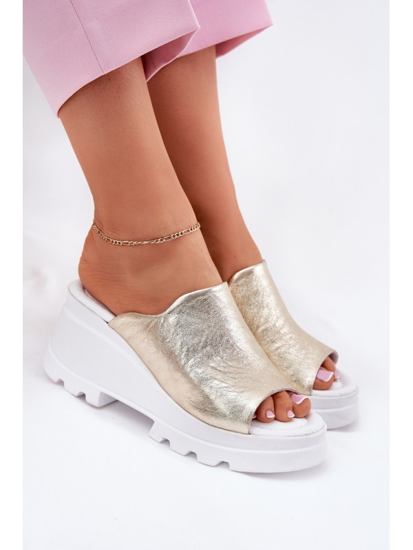 Leather Wedge Sandals Artiker 56C0435 Gold