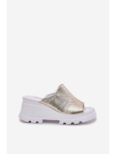 Leather Wedge Sandals Artiker 56C0435 Gold
