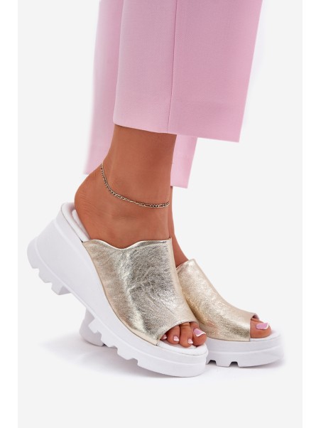 Leather Wedge Sandals Artiker 56C0435 Gold