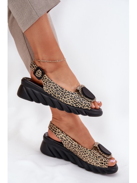 Wedge Sandals Made Of Natural Leather Artiker 56C2186 Panther