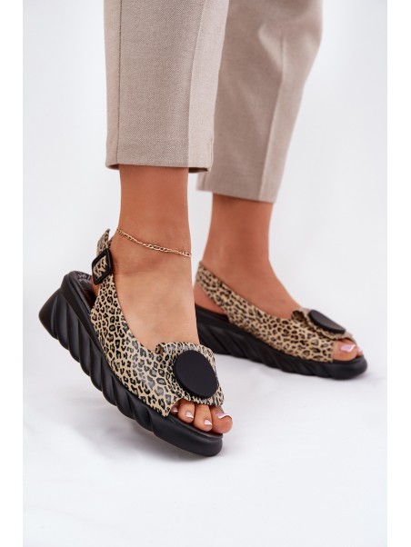 Wedge Sandals Made Of Natural Leather Artiker 56C2186 Panther