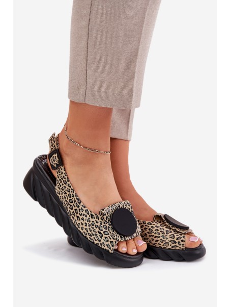 Wedge Sandals Made Of Natural Leather Artiker 56C2186 Panther