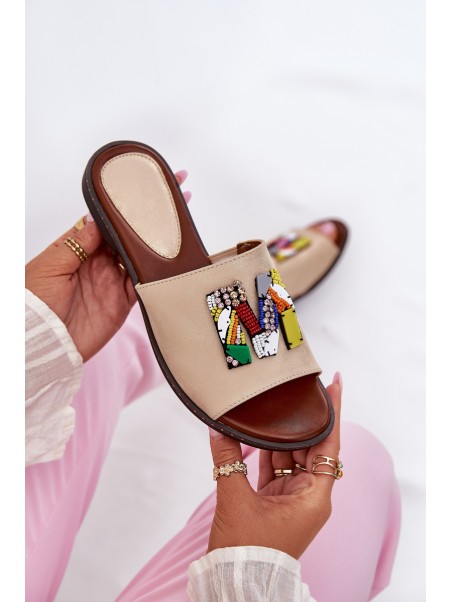 Women's Flat Sandals With Decoration Gold Clelione