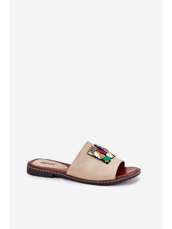 Women's Flat Sandals With Decoration Gold Clelione