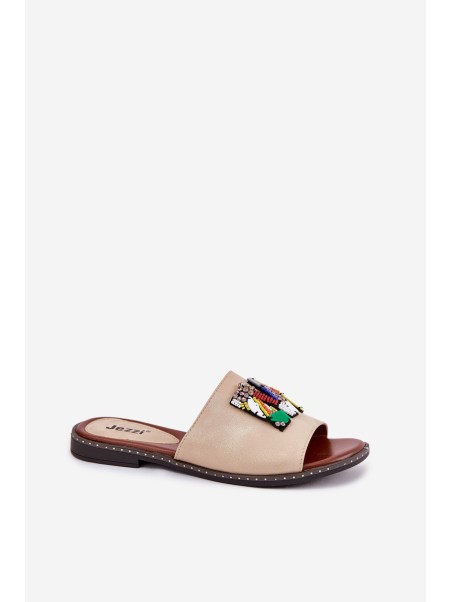 Women's Flat Sandals With Decoration Gold Clelione