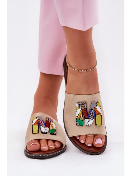 Women's Flat Sandals With Decoration Gold Clelione