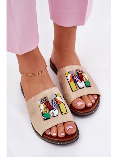 Women's Flat Sandals With Decoration Gold Clelione