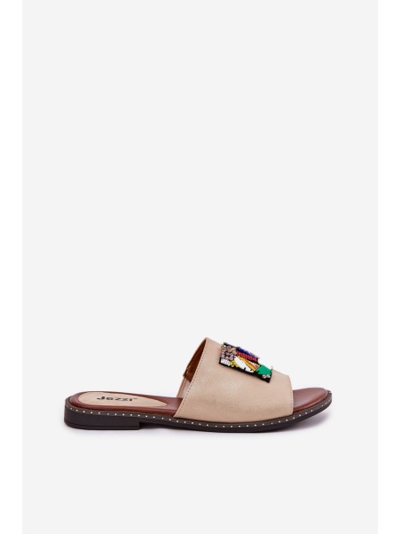 Women's Flat Sandals With Decoration Gold Clelione