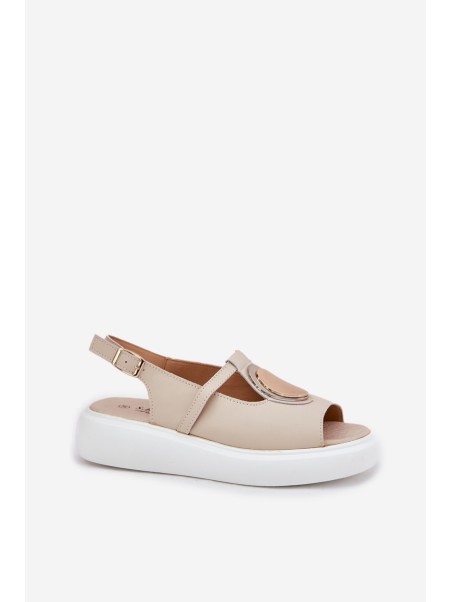 Leather Elegant Sandals Women's S.Barski GR51-603 Beige