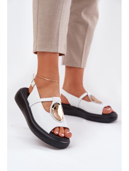 Leather Elegant Women's Sandals S.Barski GR51-603 White
