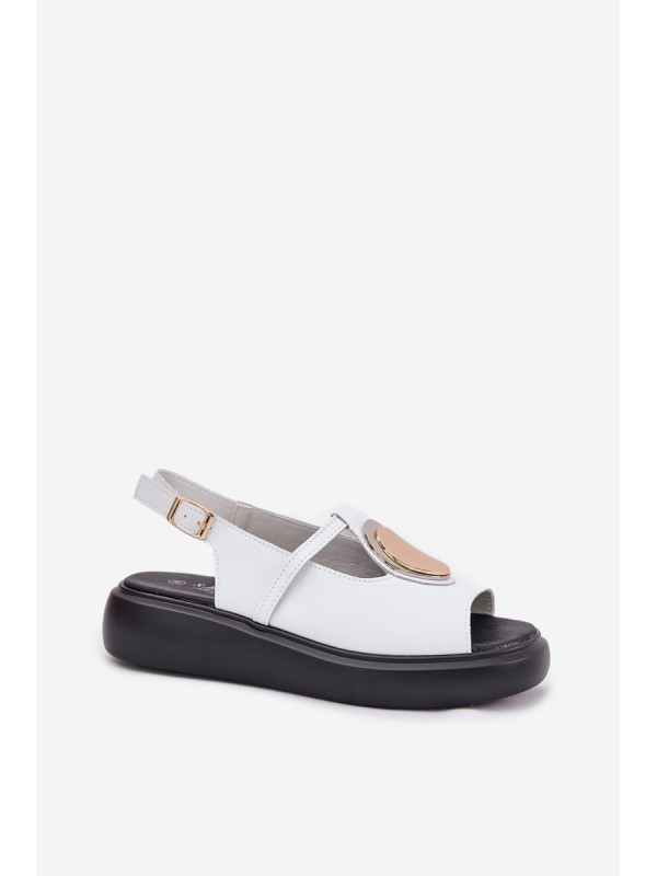 Leather Elegant Women's Sandals S.Barski GR51-603 White