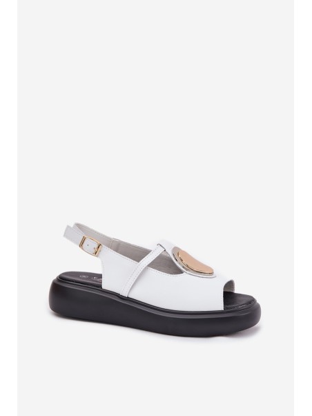 Leather Elegant Women's Sandals S.Barski GR51-603 White